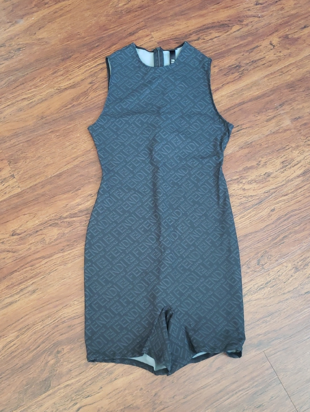 Fendi x Skims Black Gray Romper Jumpsuit Size L Feminine Bodycon Designer Dainty - Picture 2 of 4